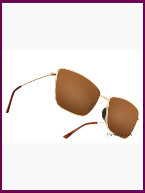 Oversized Metal Cat-Eye Sunglasses with Polarized Lenses main image 4